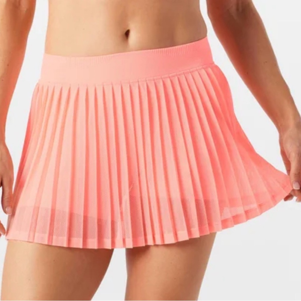 Free People Spring Rally Ruffle Coral Pleated Mini Skirt